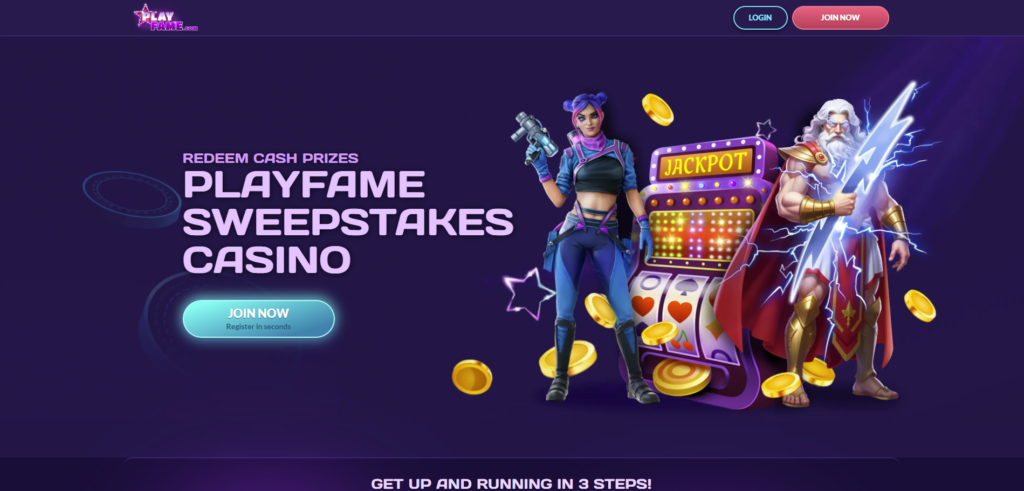 PlayFame social casino homepage