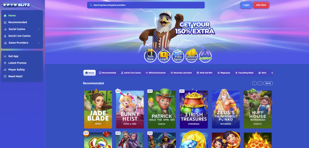 SpinBlitz - top sweepstakes casino in the US